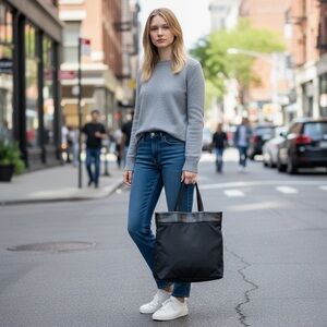 Tumi Black Leather Work Tote Organizer Laptop Travel Bag